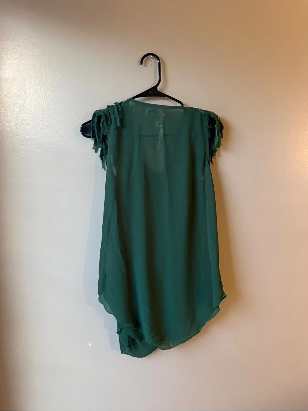 Fringe Draped Chiffon Tunic Top Boho Statement